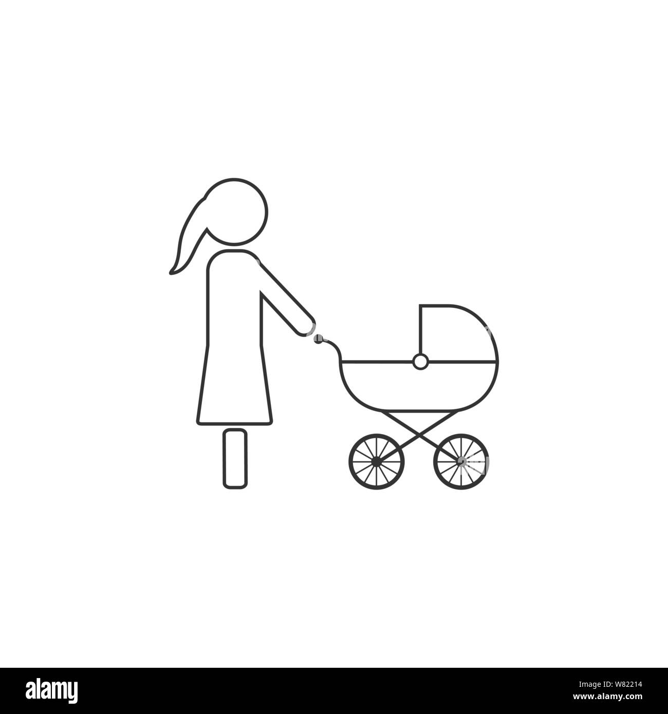 Illustration vectorielle, modèle plat. Icône poussette mère Illustration de Vecteur