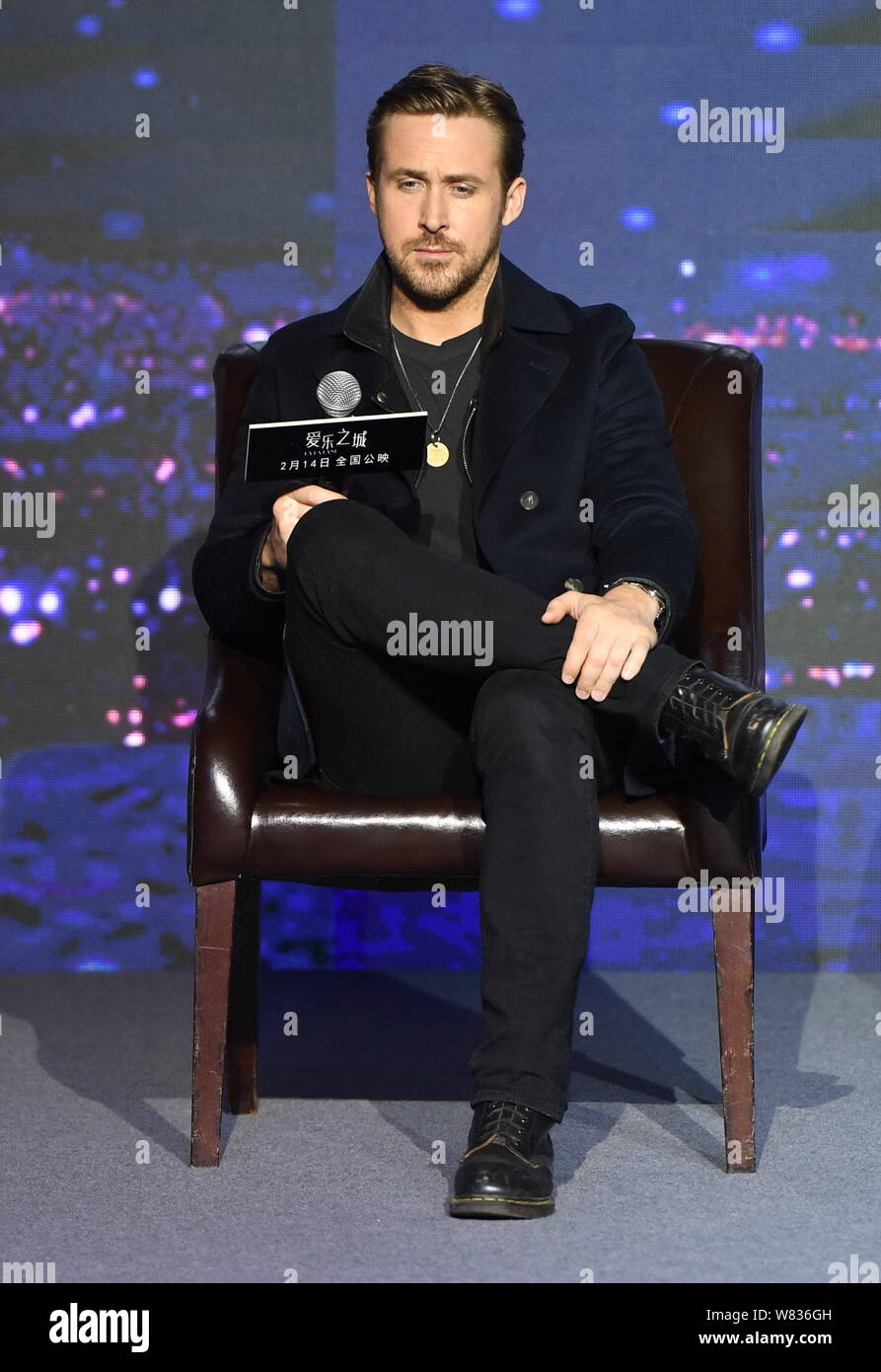 L'acteur canadien Ryan Gosling assiste à une première pour son film "La La Land" à Beijing, Chine, 24 janvier 2017. Banque D'Images