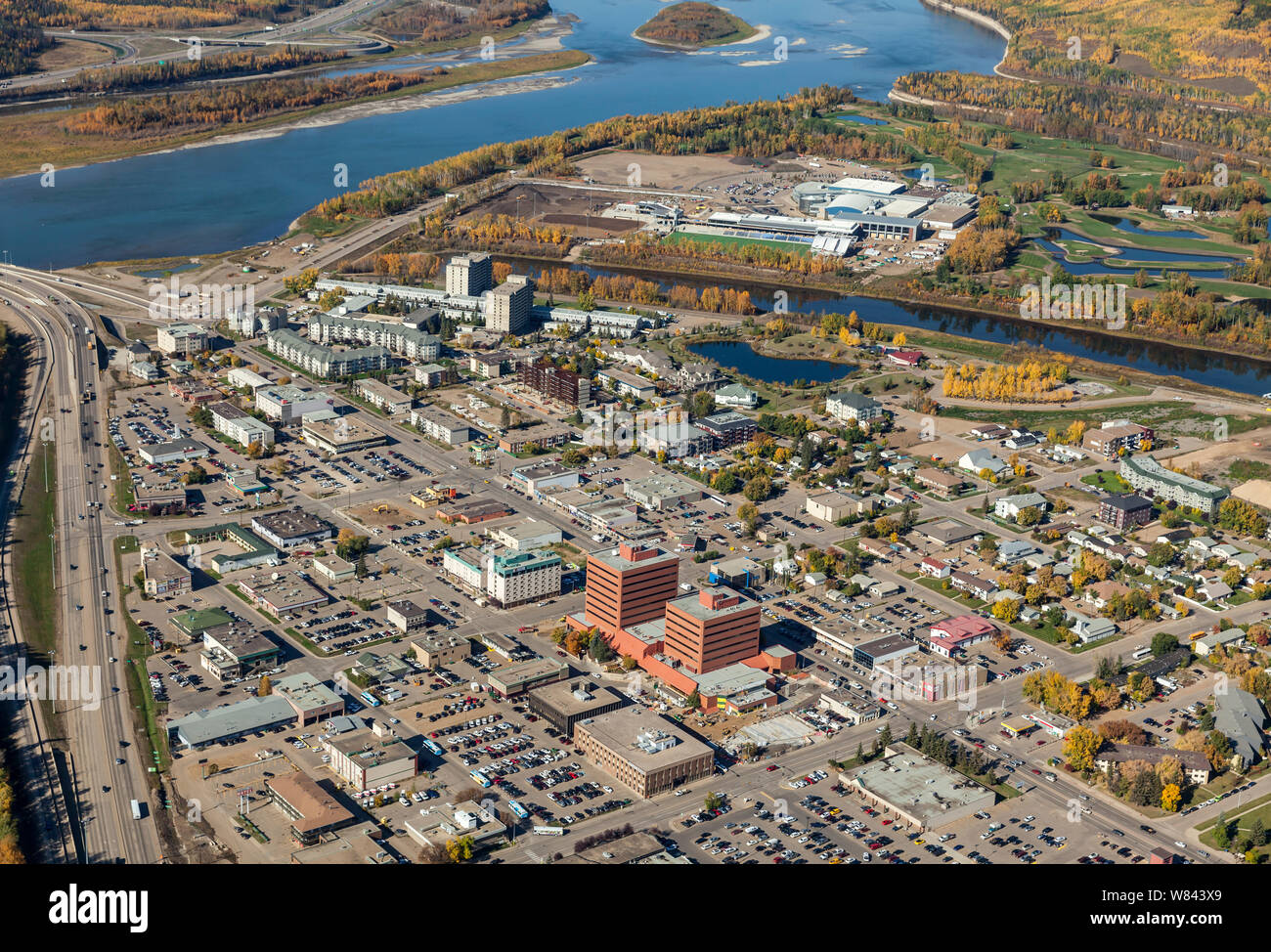 Vue aérienne de Fort McMurray, en Alberta, Canada. Banque D'Images