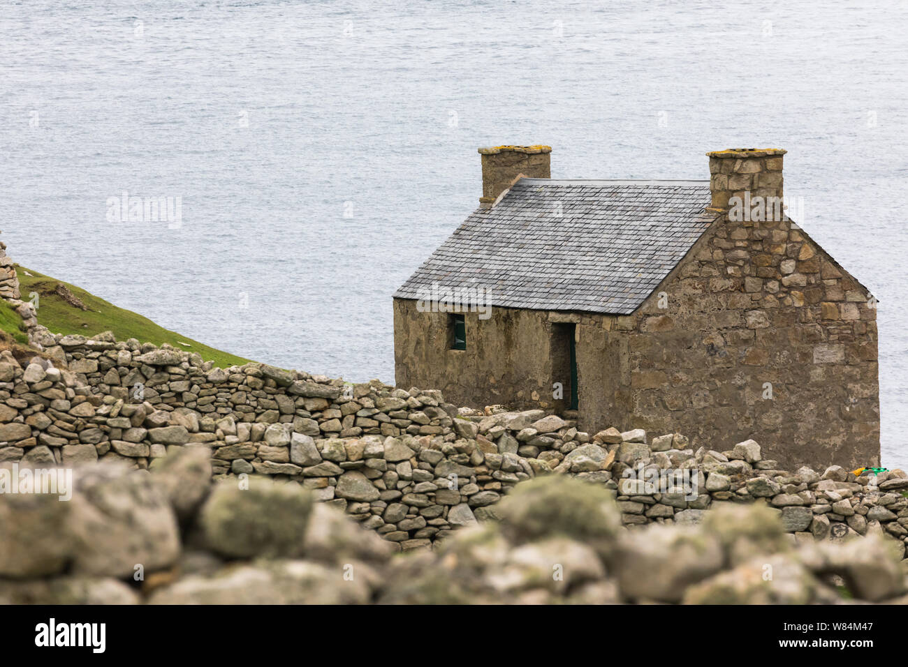 Magasin de plumes sur Hirta, St Kilda archipel, Grande-Bretagne Banque D'Images