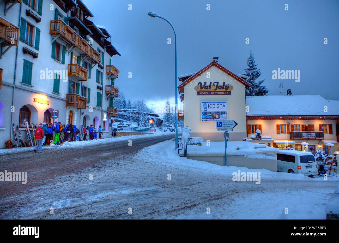 Saint Gervais les Bains au cours de défi Mer et Montagne 2012, Mont Blanc, Haute Savoie, France, janvier 2014. Banque D'Images