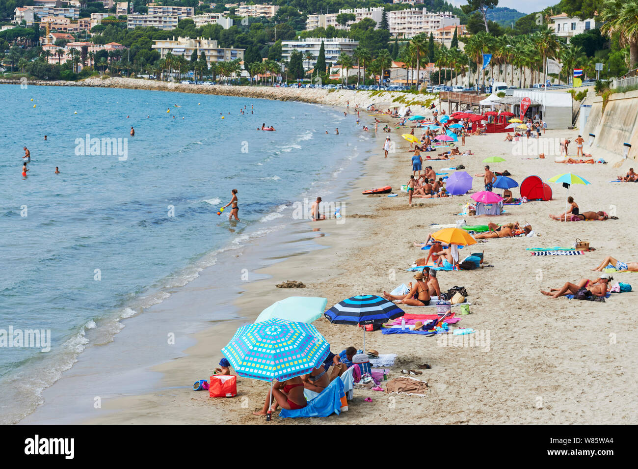Sanary-sur-Mer (sud-est de la France) : : plage plage du Lido" Banque D'Images