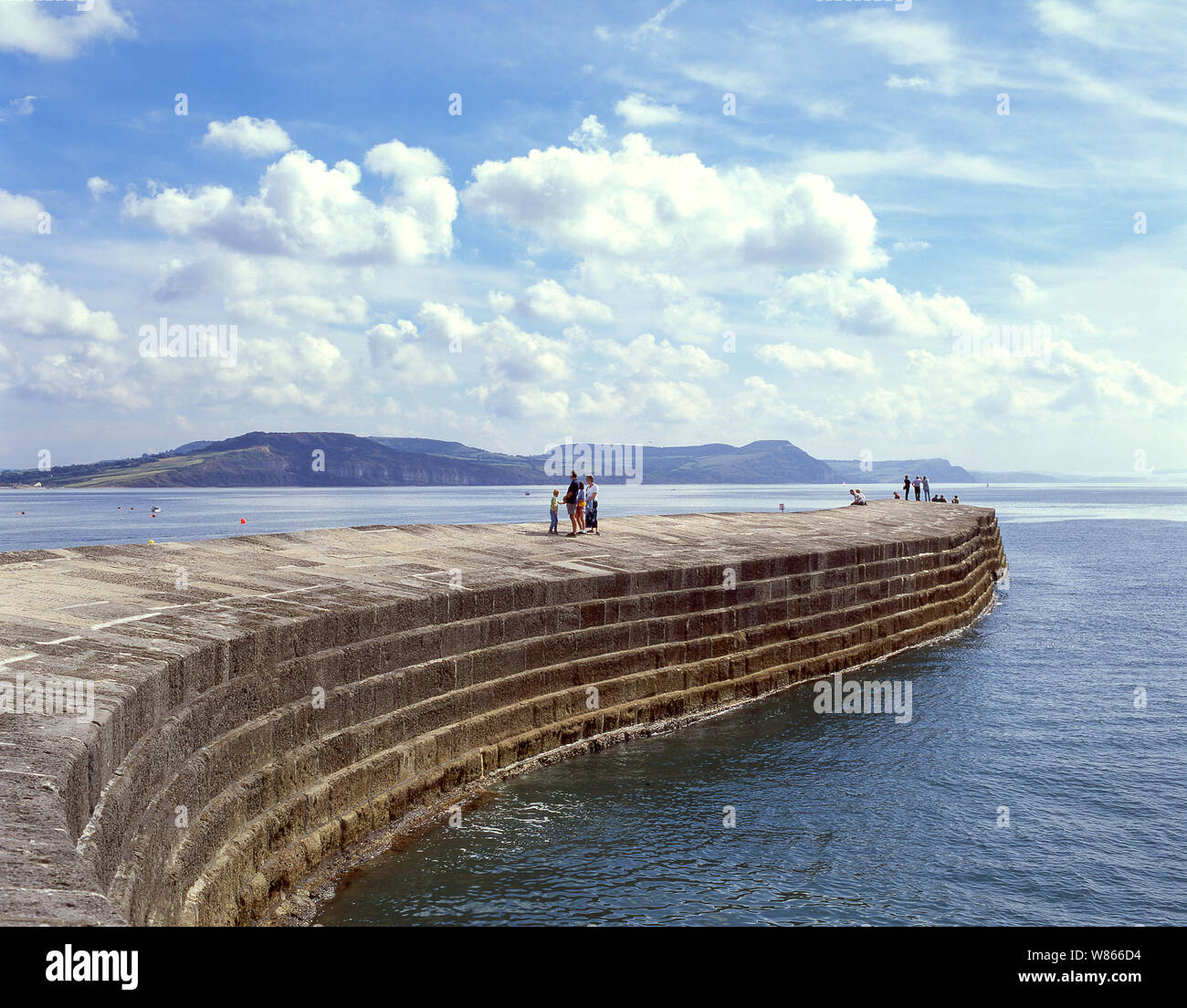 Le mur du port de Cobb, Lyme Regis, dans le Dorset, Angleterre, Royaume-Uni Banque D'Images