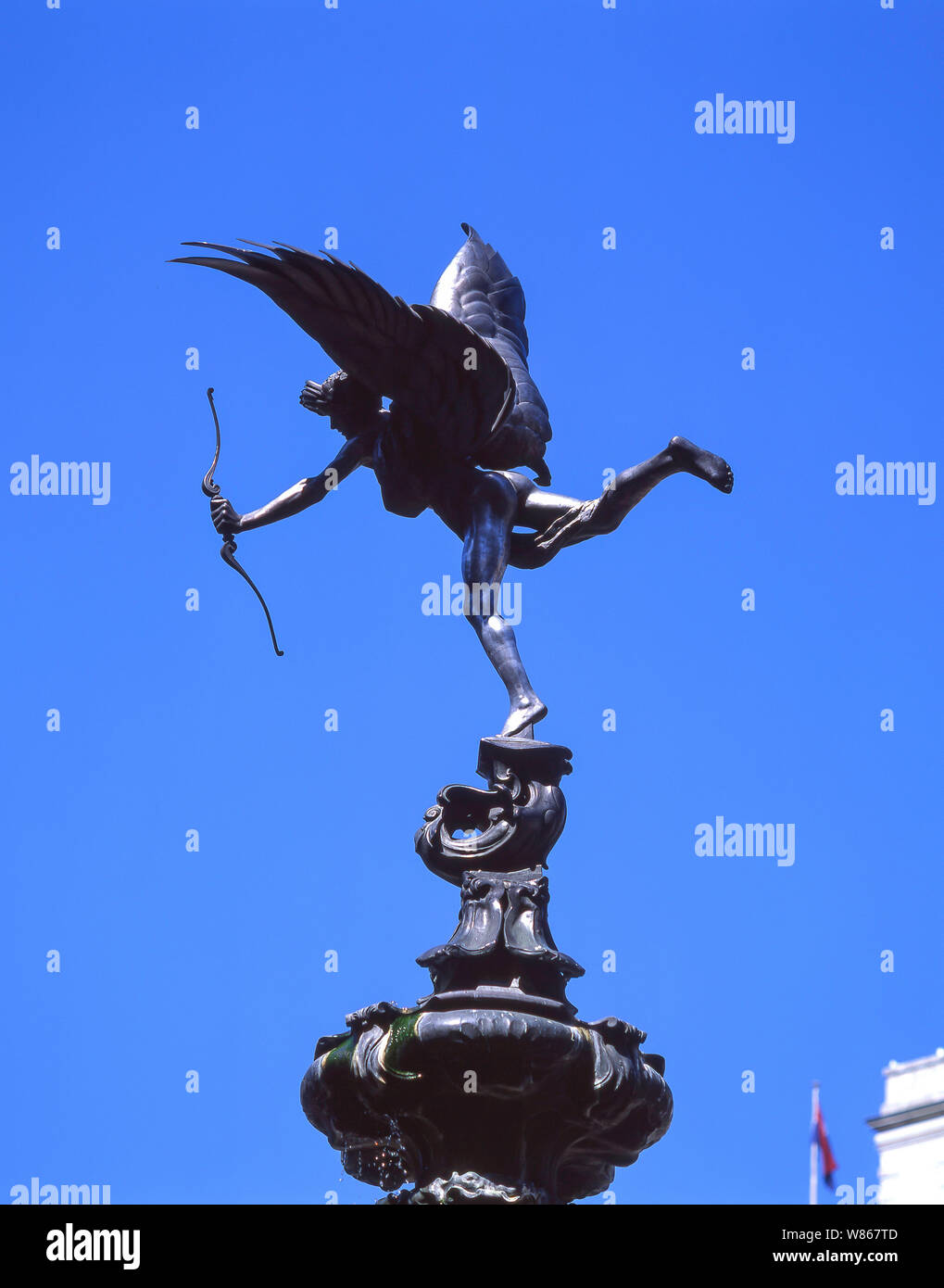 Statue d'Anteros sur Shaftesbury Memorial Fountain, Piccadilly Circus, West End, Grand Londres, Angleterre, Royaume-Uni Banque D'Images