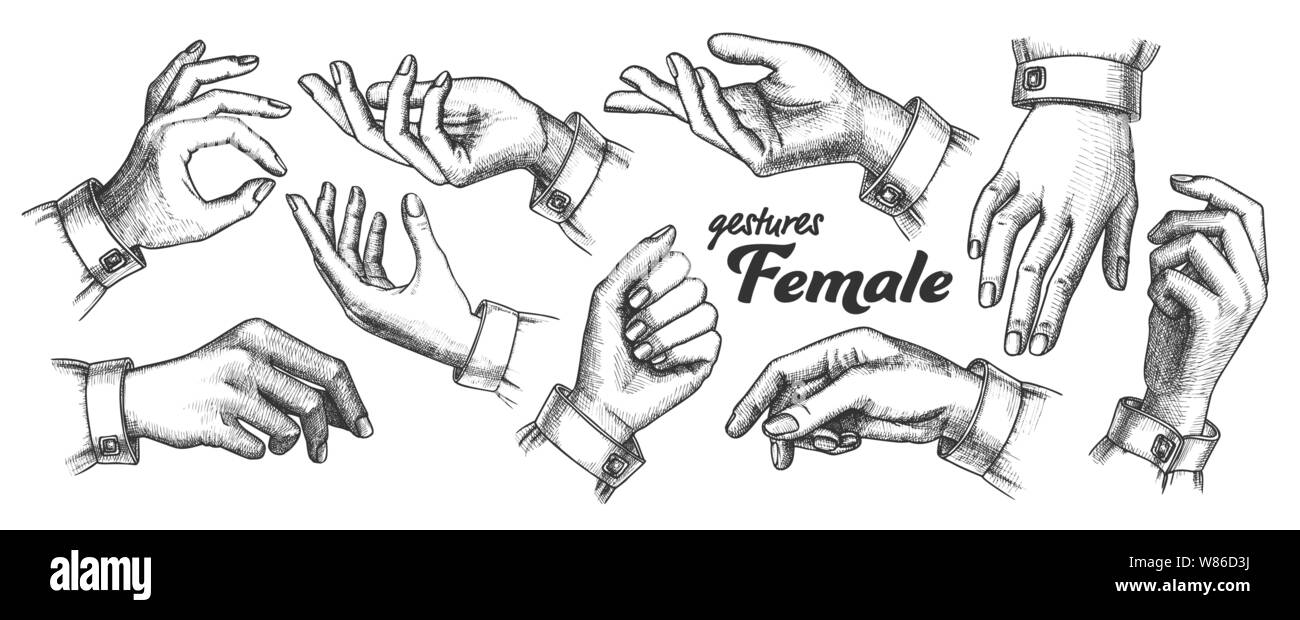 Collection de jeu plusieurs gestes Vintage Vector Illustration de Vecteur