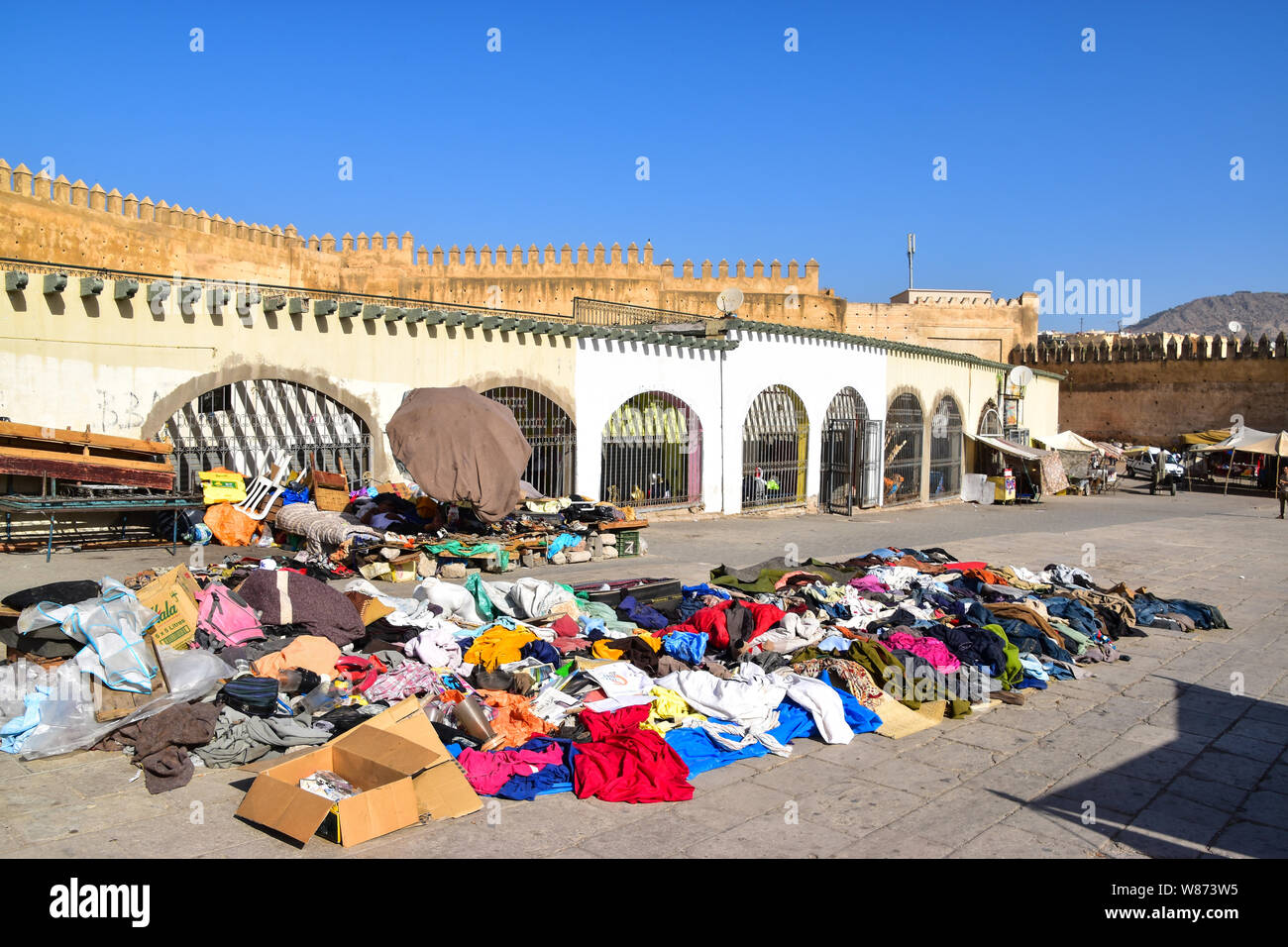 Marché de chiffon, Medina, FES, Maroc, Afrique du Nord Banque D'Images