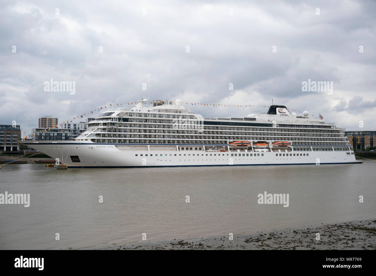 Sun viking bateau de croisière amarré sur la Tamise à Londres, à Greenwich. Banque D'Images