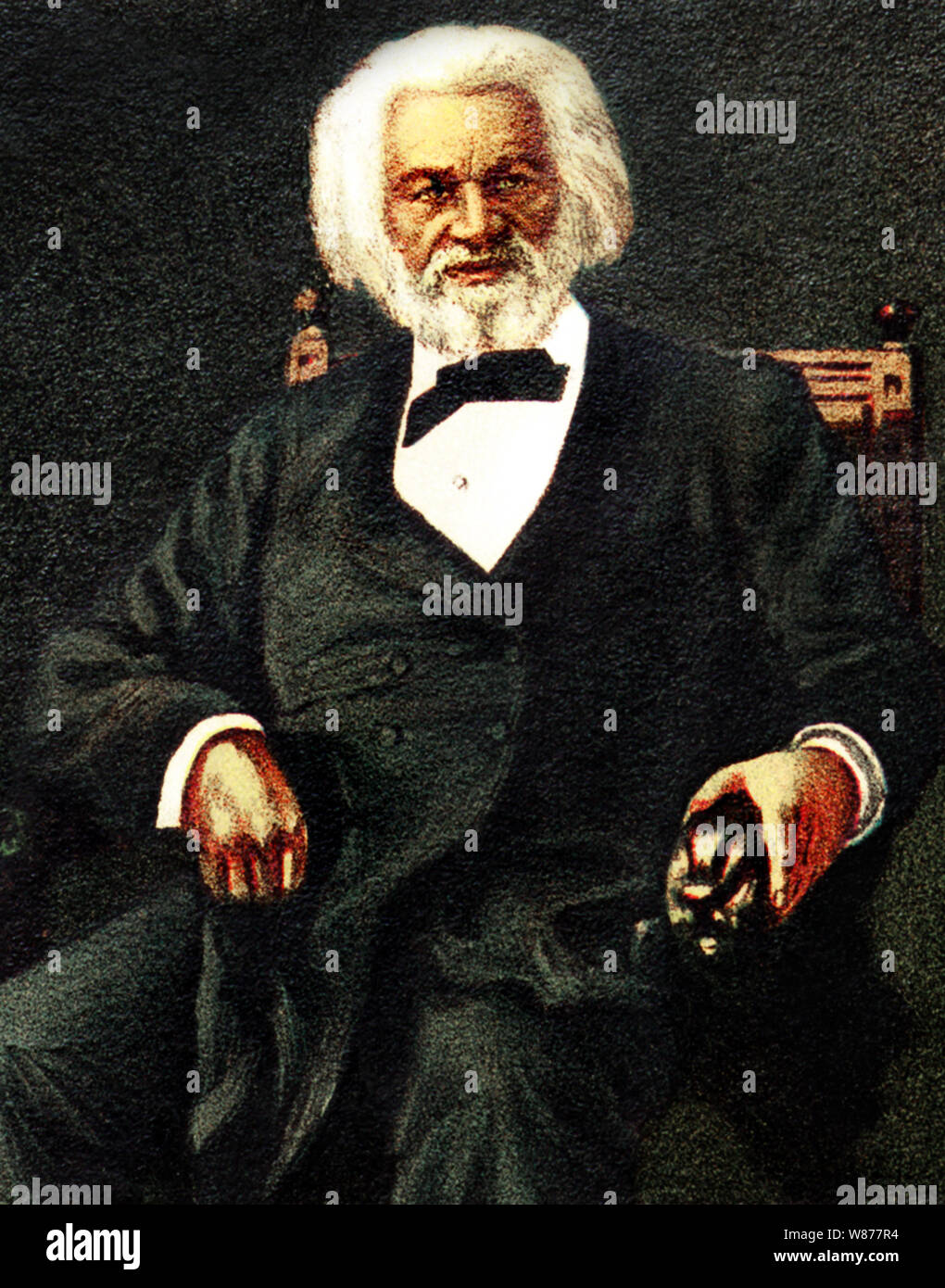 Vintage portrait couleur de réformateur social américain, abolitionniste, orateur, écrivain et homme d'Frederick Douglass (né Frederick Augustus Washington Bailey) c1818 - 1895). Banque D'Images