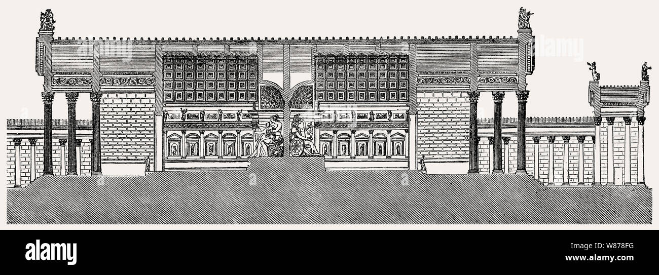 Le Temple de Vénus et de Rome, la Rome antique, la reconstruction Banque D'Images