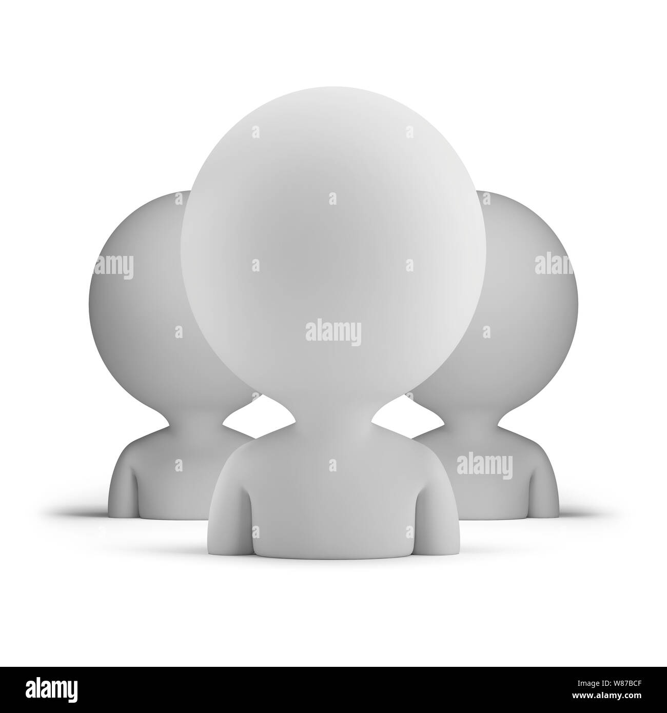 Trois utilisateurs. Petit 3d personne. Image 3d. Isolé sur fond blanc. Banque D'Images