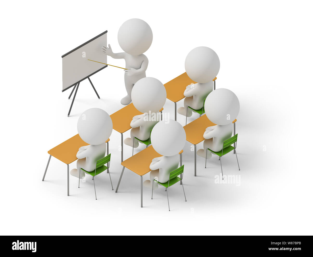 Les gens qui étudient en isométrique des cours de formation. Image 3d. Arrière-plan blanc. Banque D'Images