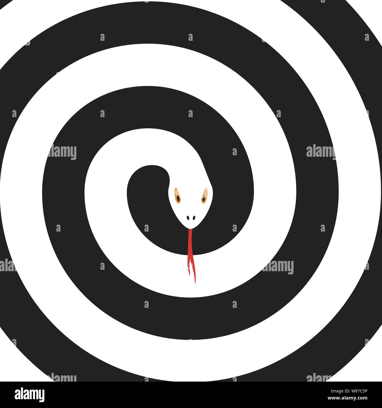 Vector illustration. Arrière-plan en spirale noir et blanc avec du poison à l'intérieur du serpent. Illustration de Vecteur