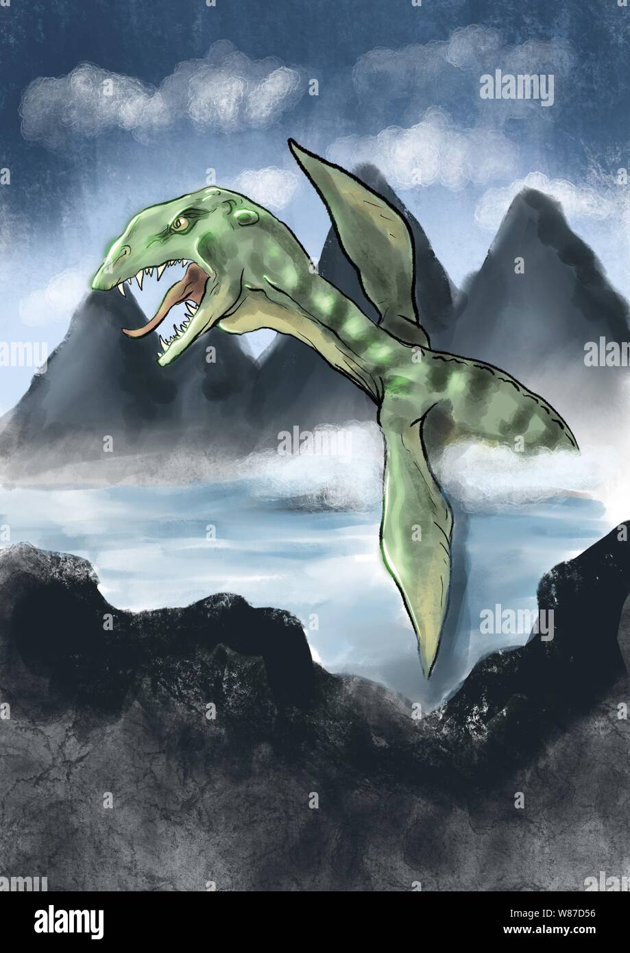 Loch Ness Monster illustration Banque D'Images