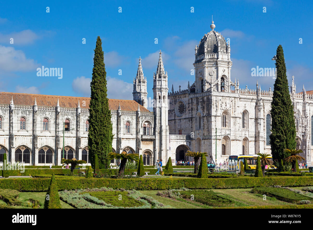 Lisbonne, Portugal. Le Mosteiro dos Jeronimos, ou le monastère des Hiéronymites de la. Le monastère est considéré comme un triomphe de l'architecture manuéline Banque D'Images