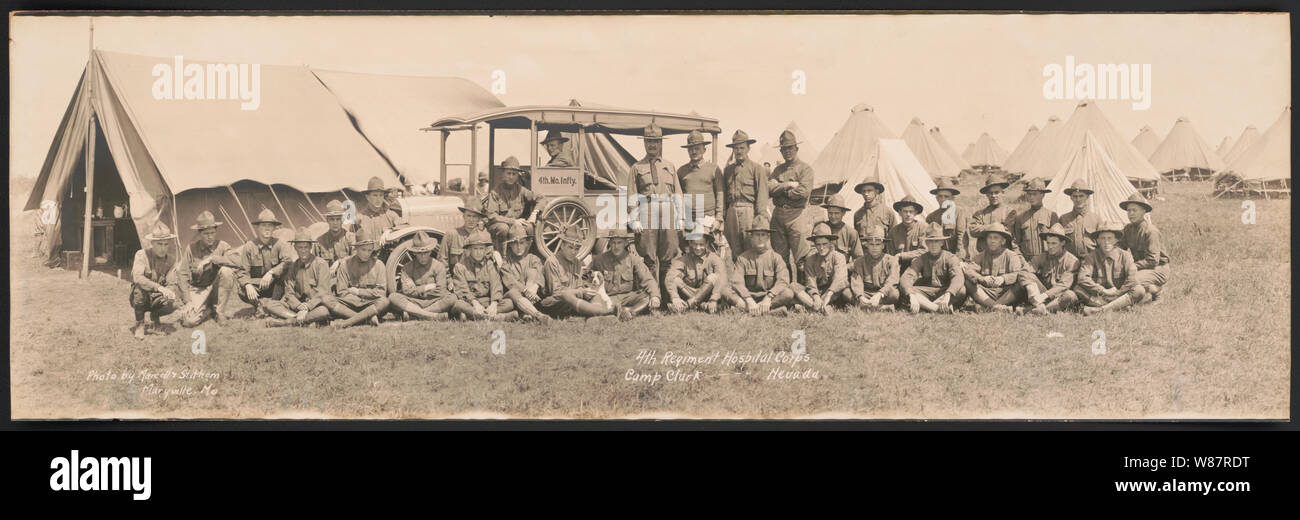 4ème régiment du Corps de l'hôpital du camp, Nevada, Clark & Stithem / Marcell, Maryville, Mo. Banque D'Images