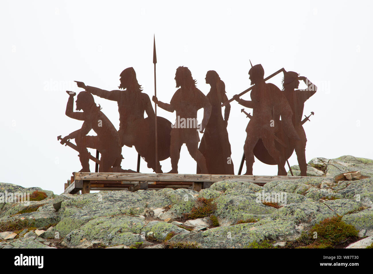 Sculpture Viking, L'Anse aux Meadows National Historic Site, Terre-Neuve et Labrador, Canada Banque D'Images