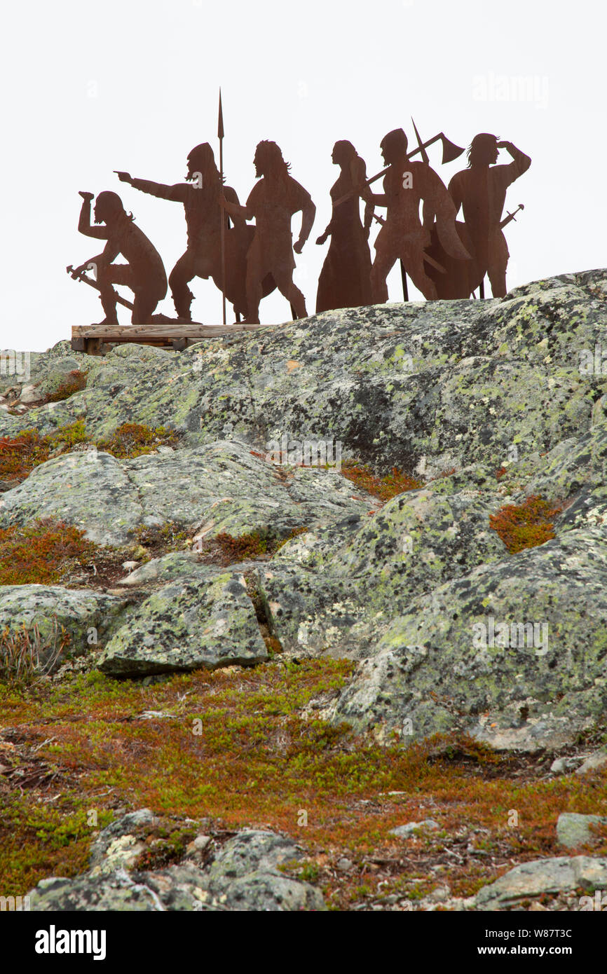 Sculpture Viking, L'Anse aux Meadows National Historic Site, Terre-Neuve et Labrador, Canada Banque D'Images