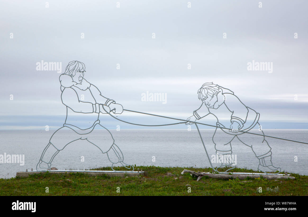 Les chasseurs de phoques de sculpture, le lieu historique national de Port au Choix, Terre-Neuve et Labrador, Canada Banque D'Images