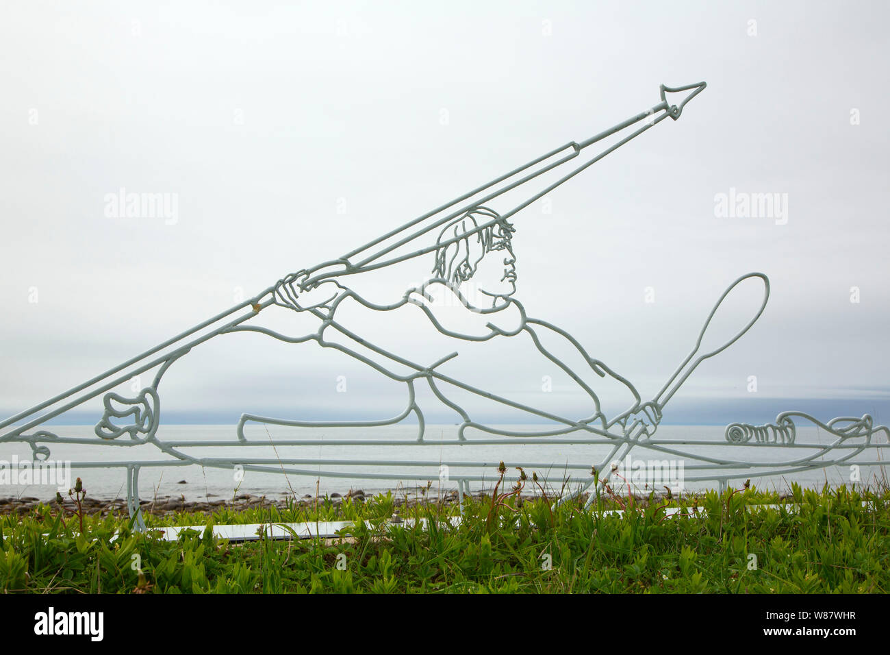 Sculpture en kayak, le lieu historique national de Port au Choix, Terre-Neuve et Labrador, Canada Banque D'Images