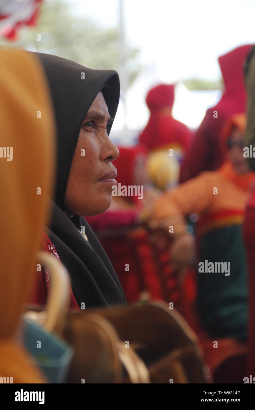 Femme Musulmane Âgée, Lombe, Indonésie Banque D'Images