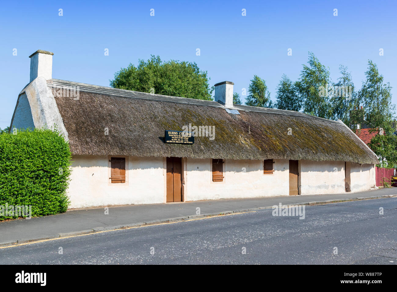 Burns Cottage, la première maison de Robert Burns est situé à Alloway, South Ayrshire, Ecosse. Il a été construit par son père, William Burness en 1757. Banque D'Images
