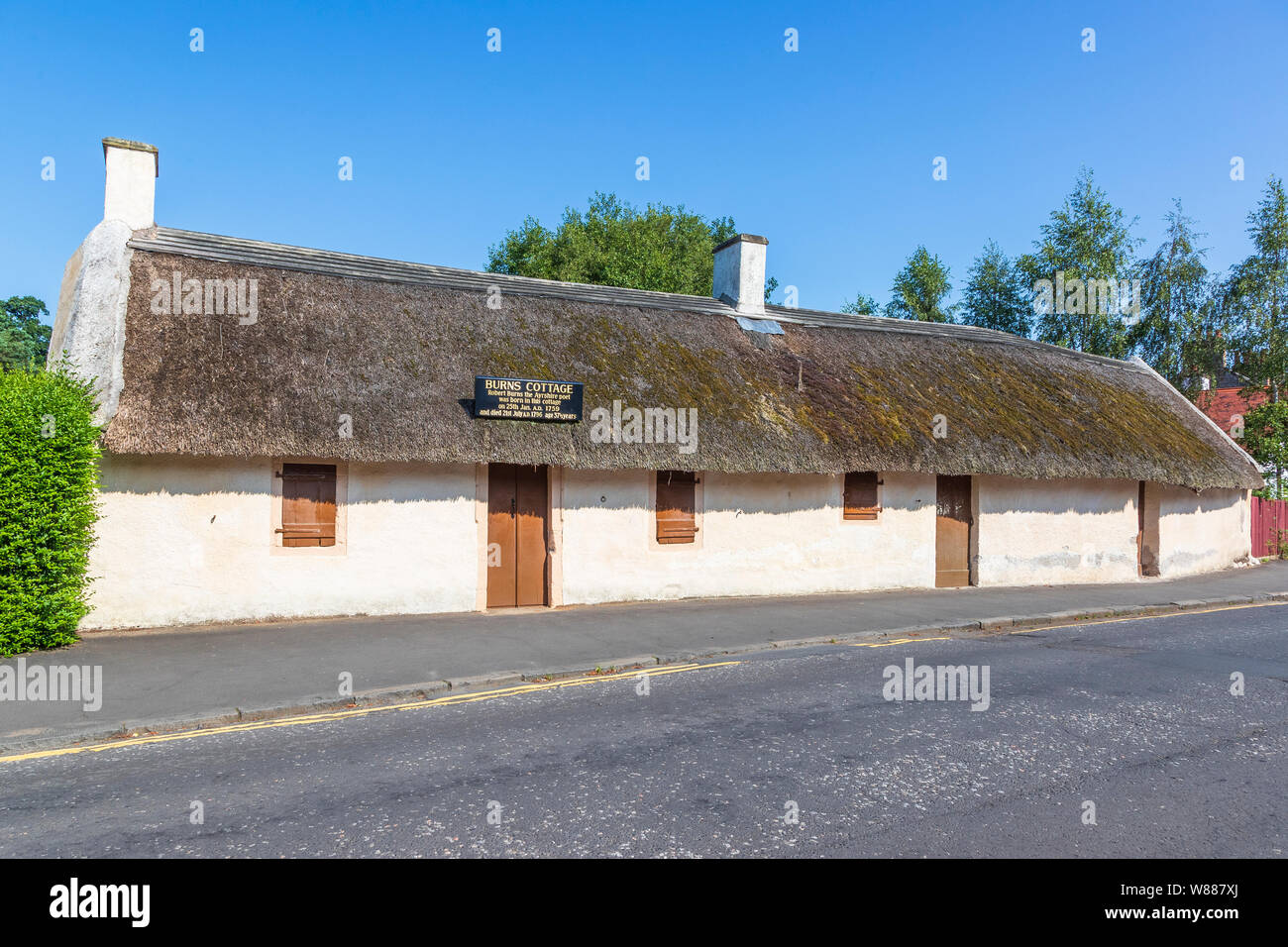 Burns Cottage, la première maison de Robert Burns est situé à Alloway, South Ayrshire, Ecosse. Il a été construit par son père, William Burness en 1757. Banque D'Images