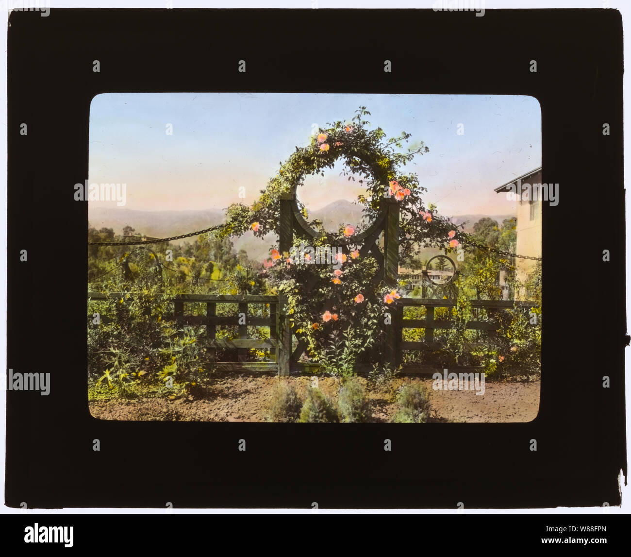 Casa de Mariposa, Walter Franklin House, Cobb Lane, Papillon, Montecito en Californie. Garden Gate Banque D'Images