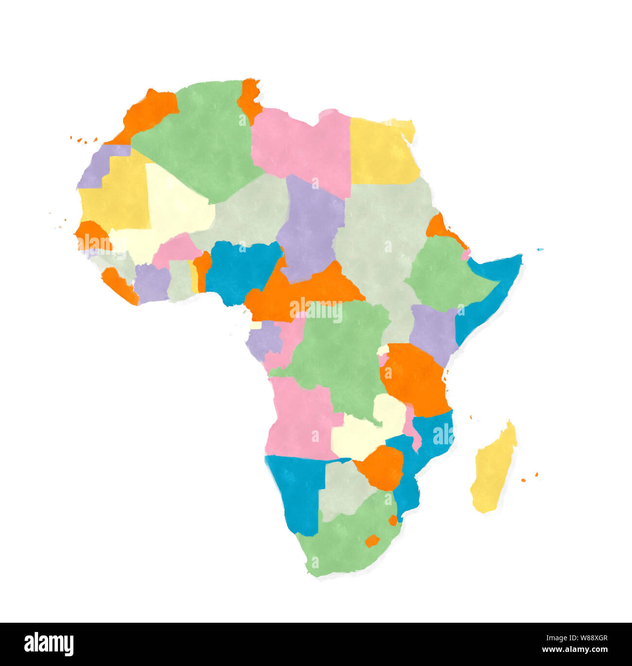 Carte de l'Afrique à l'aquarelle sur fond blanc Banque D'Images
