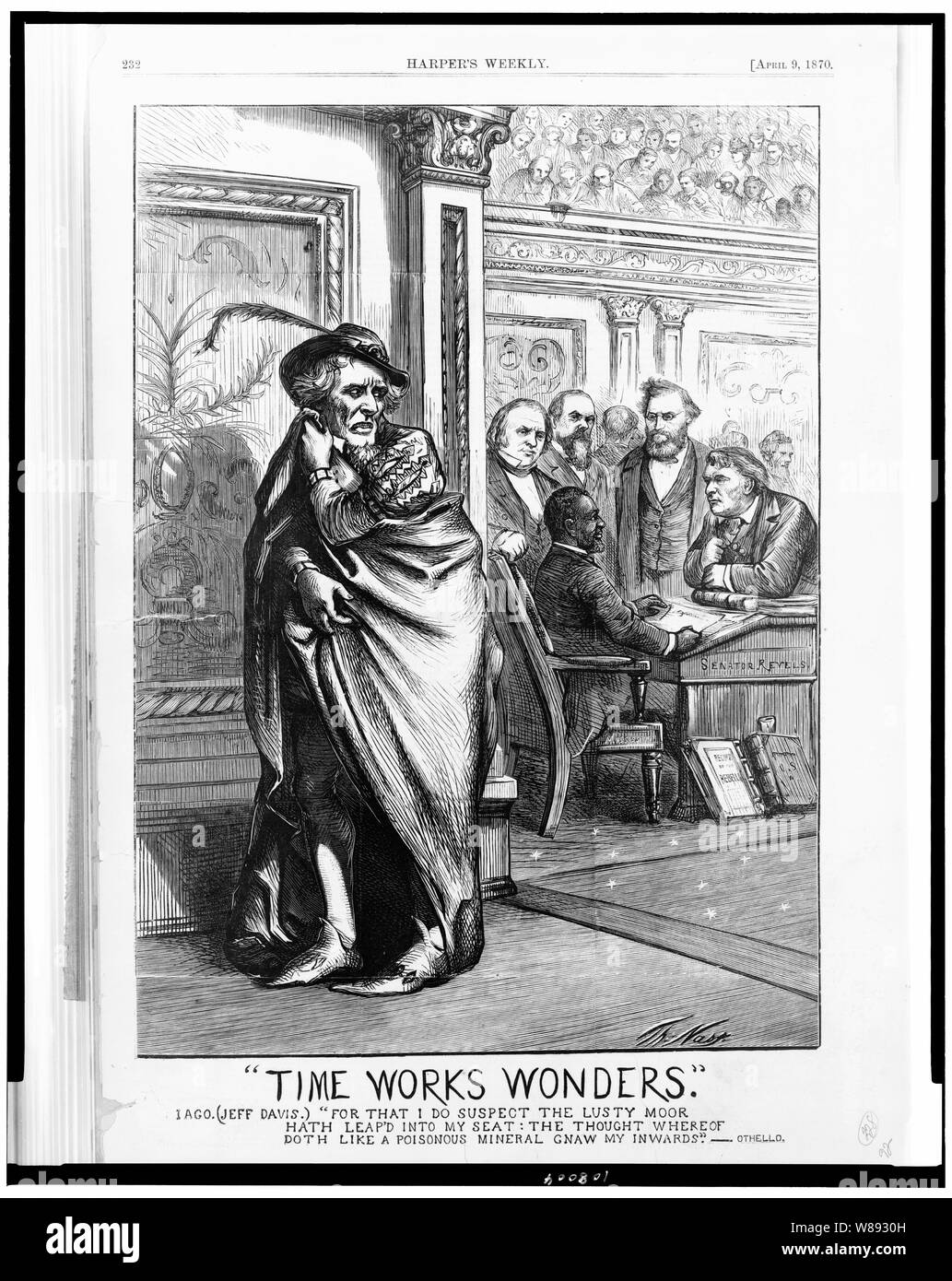 Le temps fait des merveilles. Iago. (Jeff Davis) pour que je ne soupçonne le lusty moor a leap avait dans mon siège : la pensée de quoi vous comme un poison minéral ronger mon intérieur. -- Othello / Th. Nast. Banque D'Images