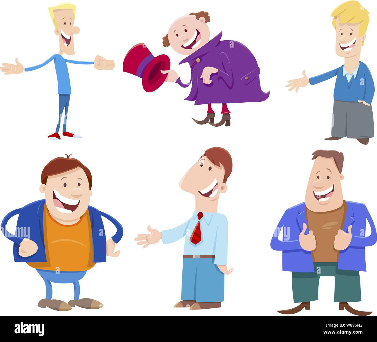Cartoon illustration de l'ensemble de Collection caractères hommes drôles Illustration de Vecteur
