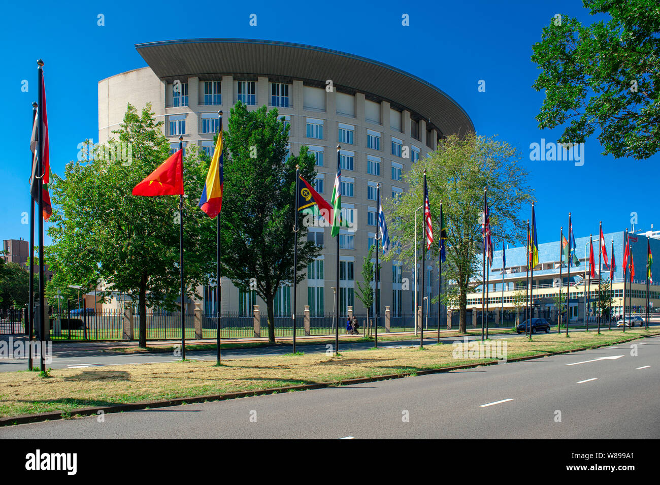 O.P.C.W. L'Organisation pour l'interdiction des armes chimiques, La Haye, Pays-Bas. L'OIAC, avec ses 193 États Membres, supervise la glob Banque D'Images