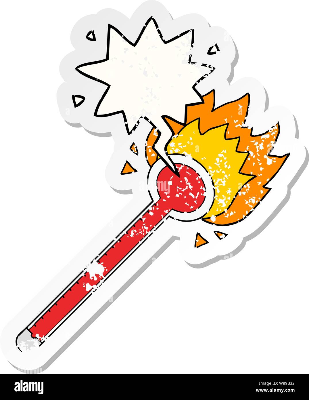 Cartoon thermomètre avec bulle en difficulté en difficulté autocollant  ancien Image Vectorielle Stock - Alamy