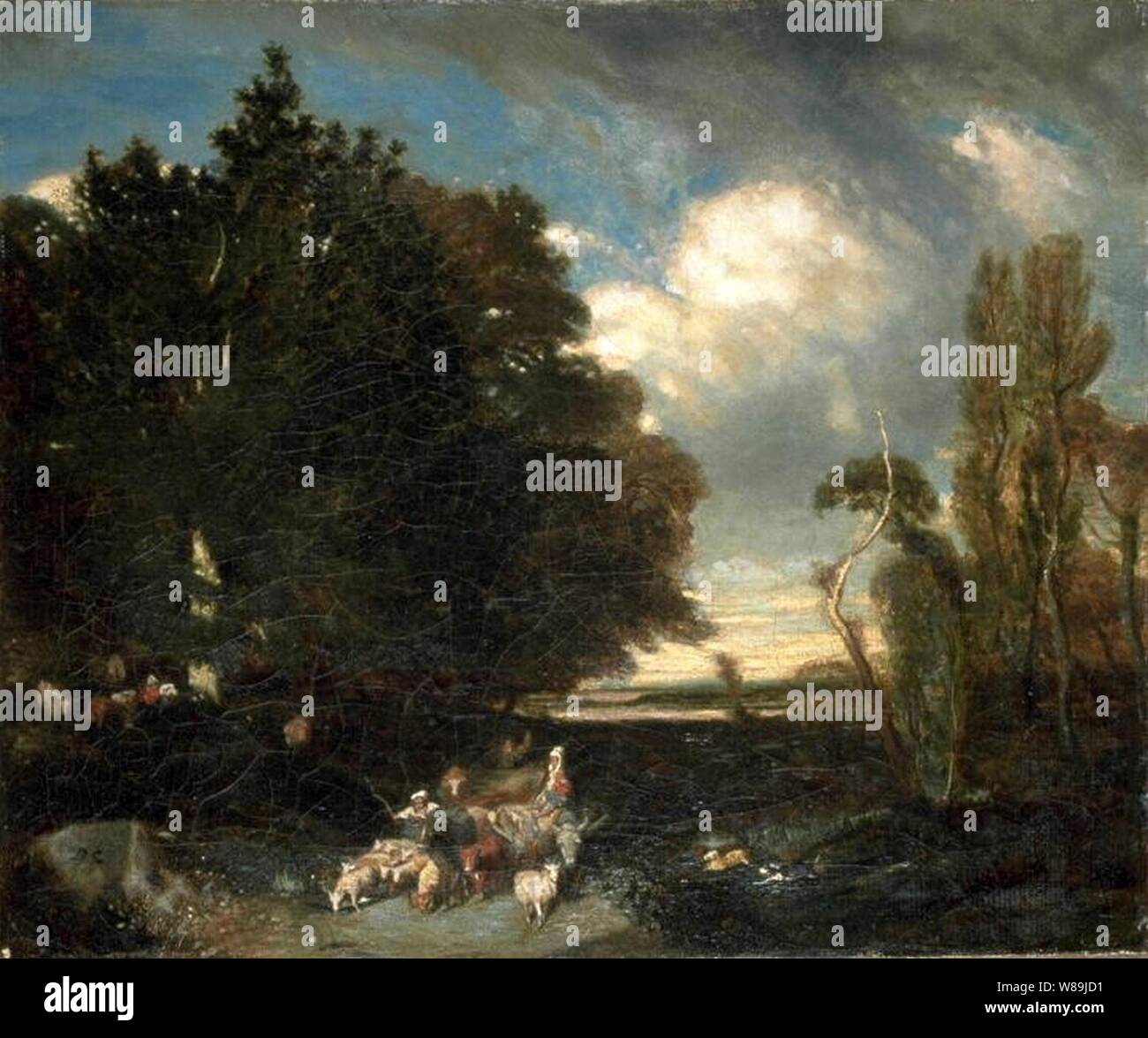 Decamps Alexandre - Paysage avec animaux. Banque D'Images