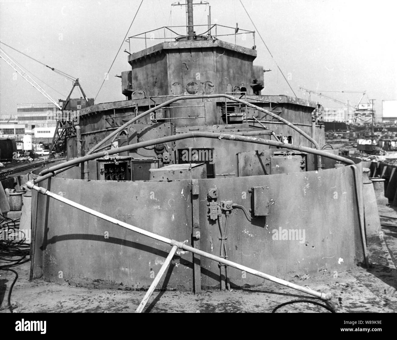 Vue du pont de l'USS Oglala (ARG-1) en octobre 1965. Banque D'Images