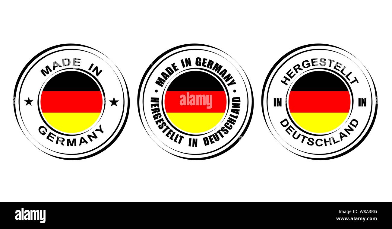 Étiquette ronde fabriqué en Allemagne avec drapeau Illustration de Vecteur