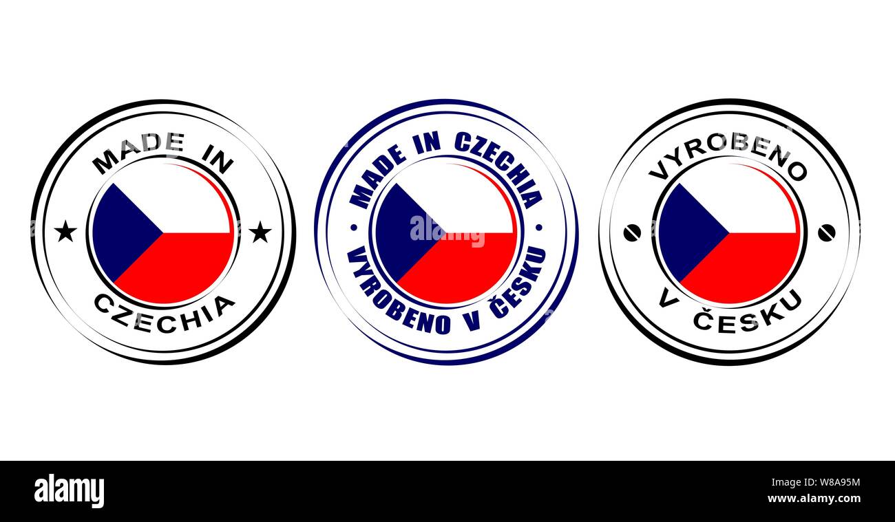 Étiquette ronde faite en Tchèquia avec drapeau Illustration de Vecteur