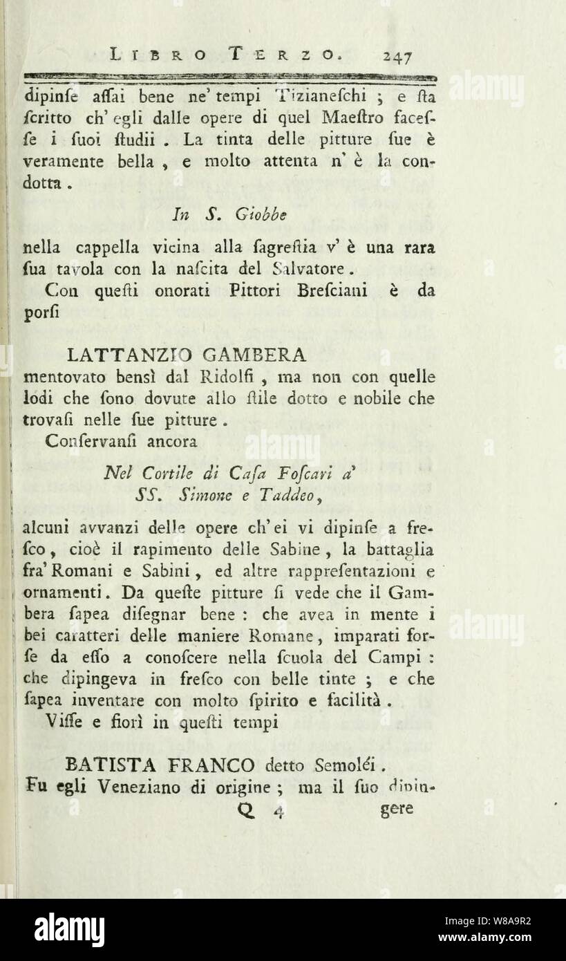 Della Pittura Veneziana e delle Opere Publiche de' Veneziani Maestri Libri V p 247. Banque D'Images