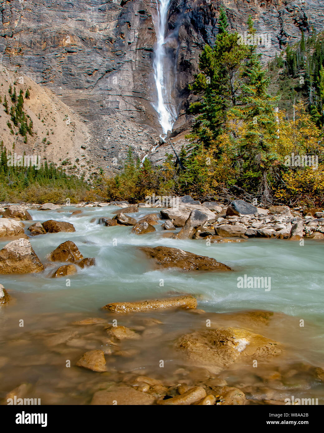 Les chutes Takakkaw au parc national Yoho en Colombie Britannique, Canada Banque D'Images