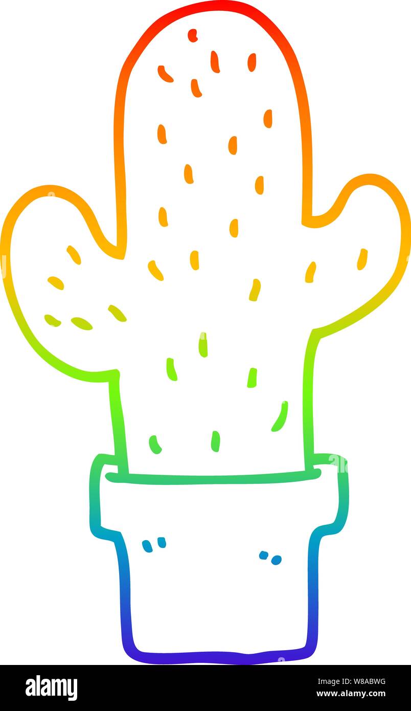 La ligne de gradient dimensions d'un cactus cartoon Illustration de Vecteur