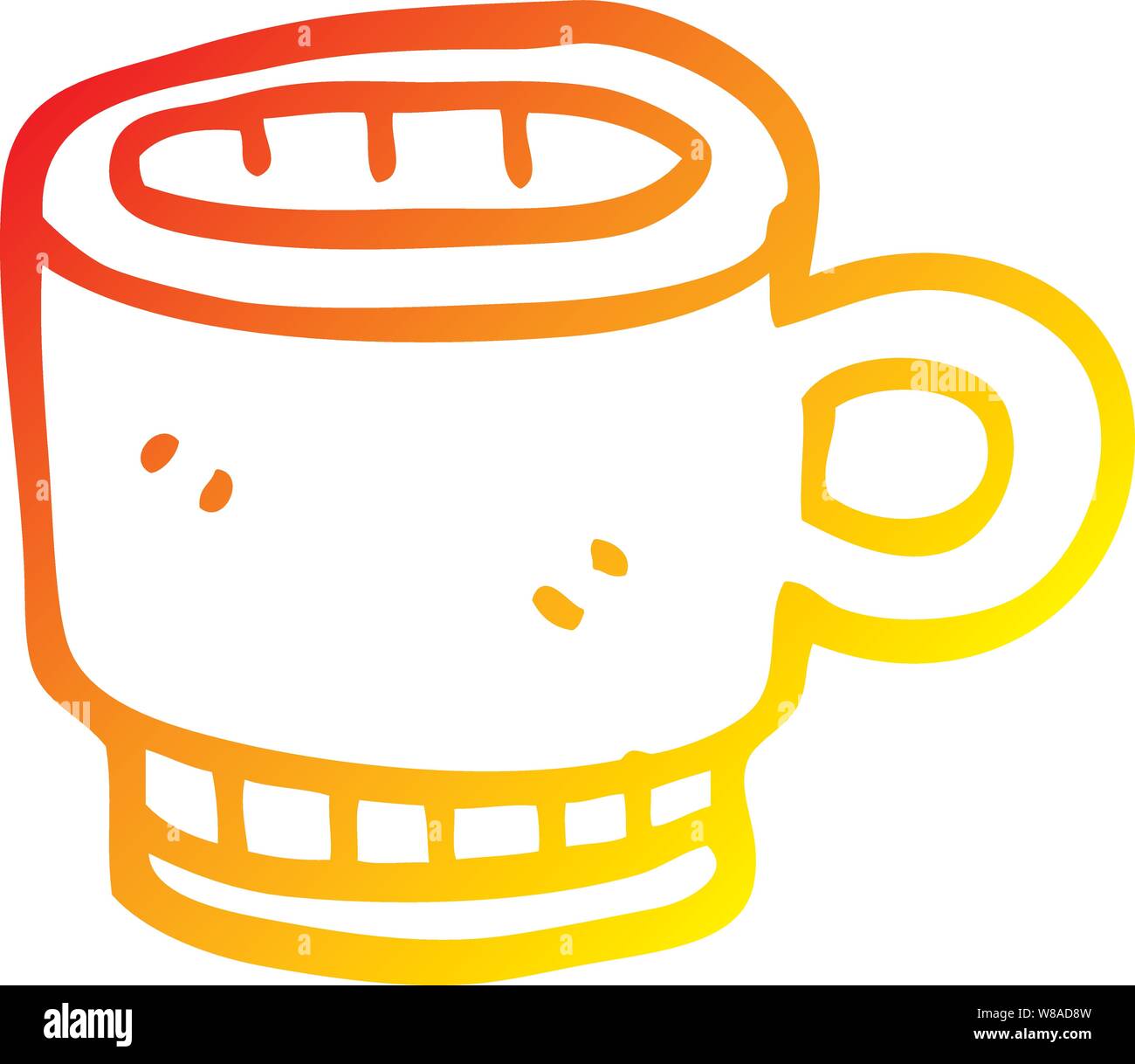 Ligne de gradient chaud dessin d'une tasse à café cartoon Illustration de Vecteur