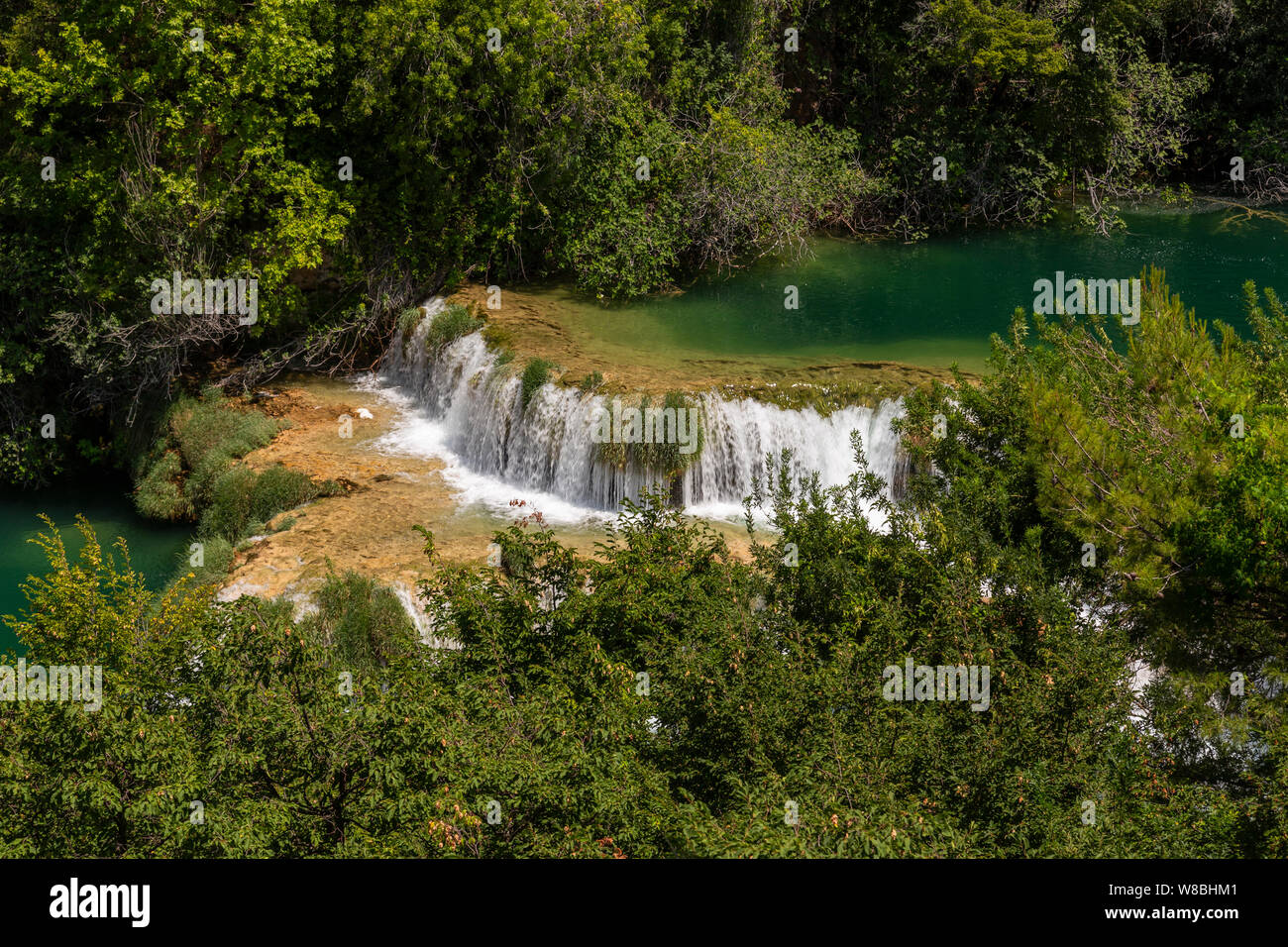 Cascades de Skradinski Buk dans le Parc National de Krka, Croatie Banque D'Images