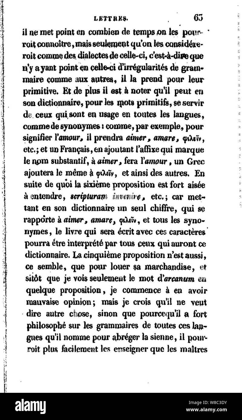 Descartes - OEuvres - VI, 063. Banque D'Images