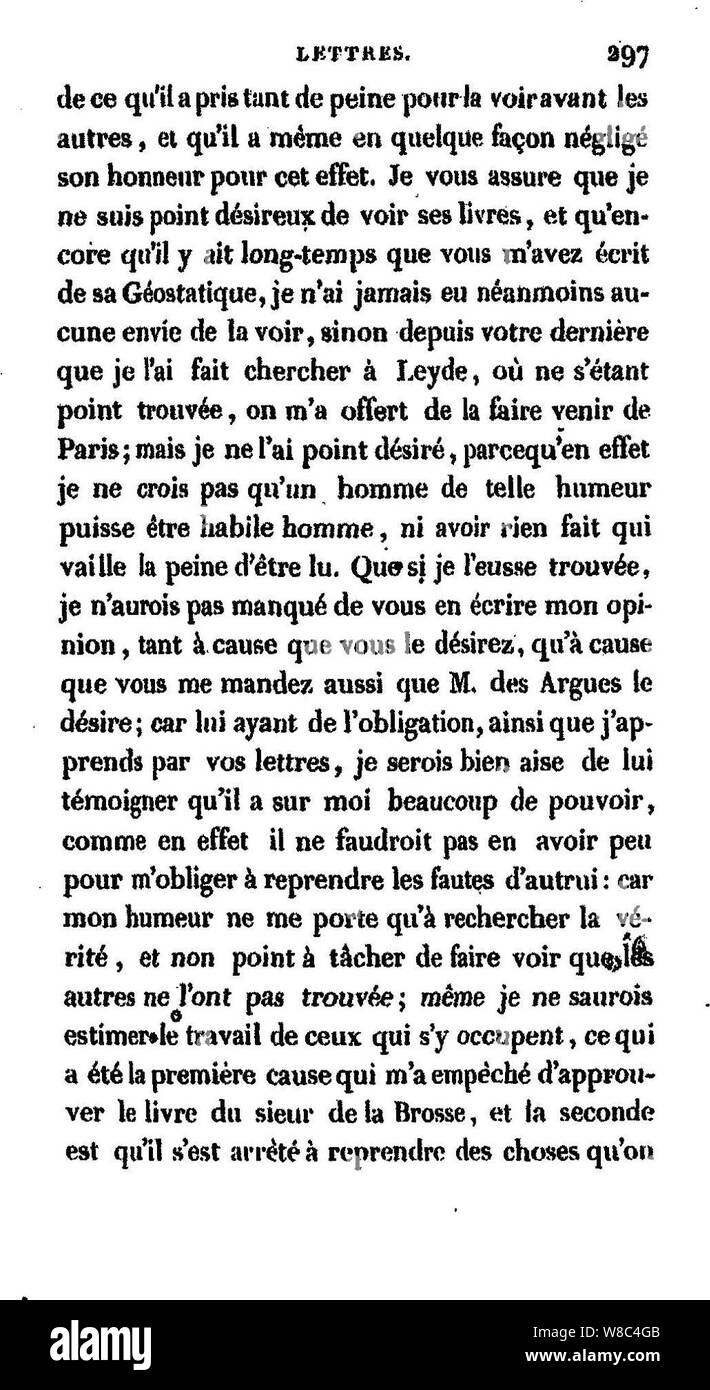 Descartes - OEuvres - VI, 297. Banque D'Images