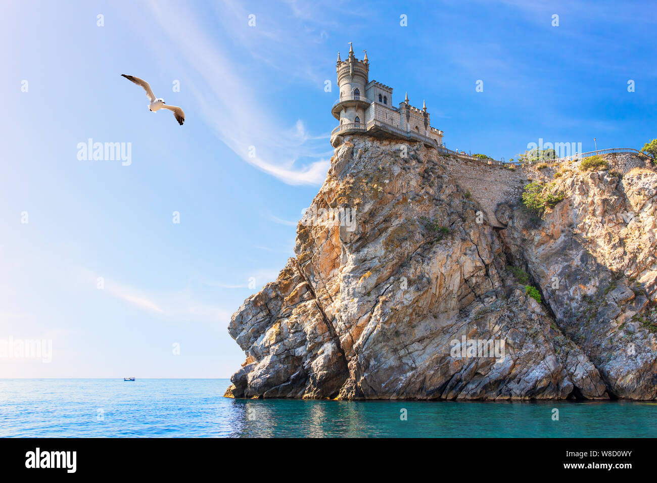 Belle vue sur le Swallow Nest Castle, Crimée Banque D'Images