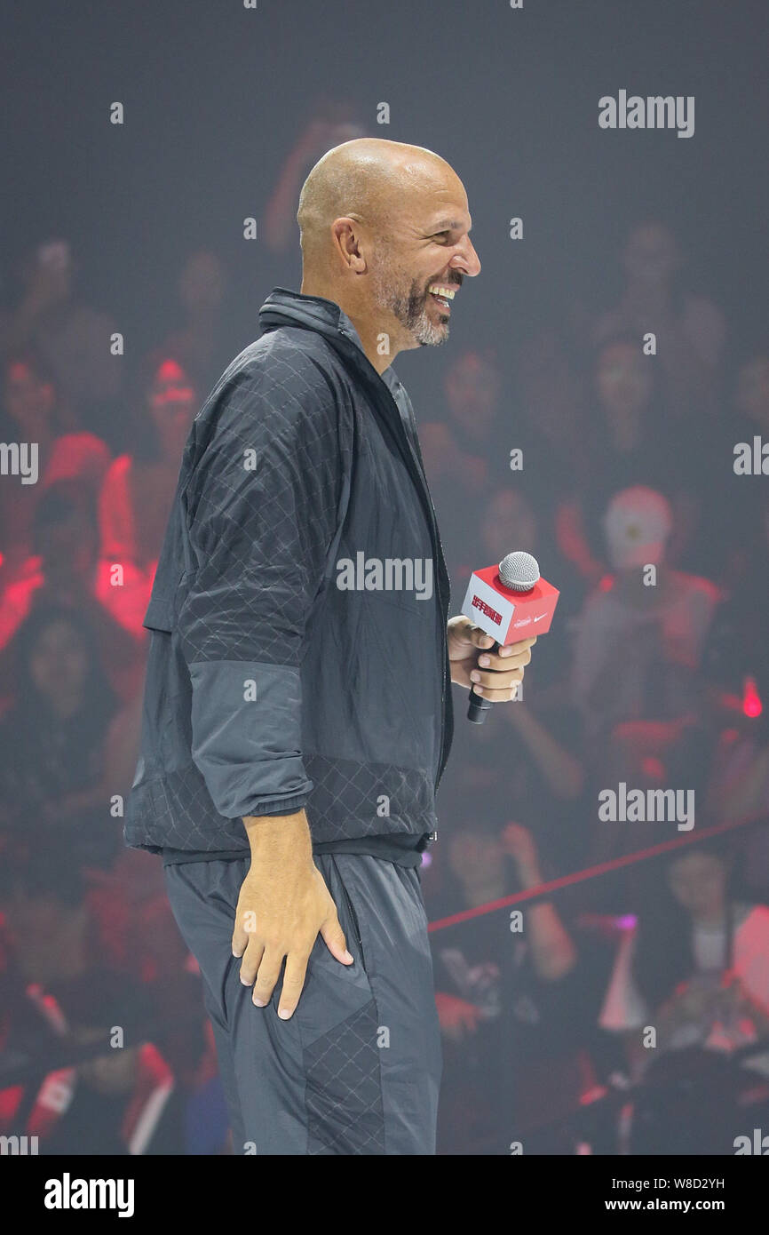 Entraîneur de basket-ball professionnel américain Jason Kidd assiste à un événement promotionnel pour Tmall à Beijing, Chine, le 8 août 2019. Banque D'Images