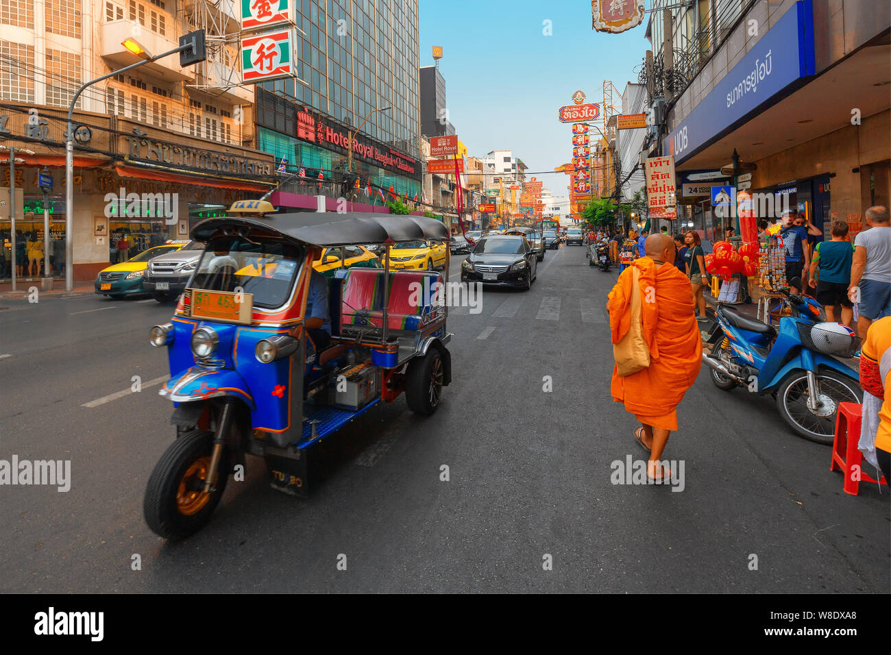 BANGKOK, THAÏLANDE - 22 Dec 2018:Tuk-Tuk est le nom de taxi traditionnel Thaï.Chinatown est célèbre à Bangkok. Banque D'Images