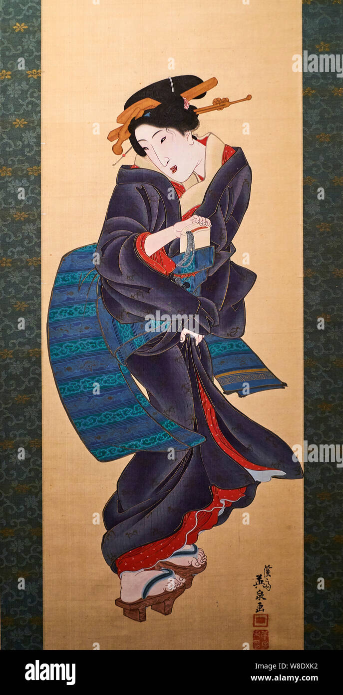 Le Japon, l'île de Honshu, région du Kansai, Kyoto, l'Ukiyo-e peinture Banque D'Images