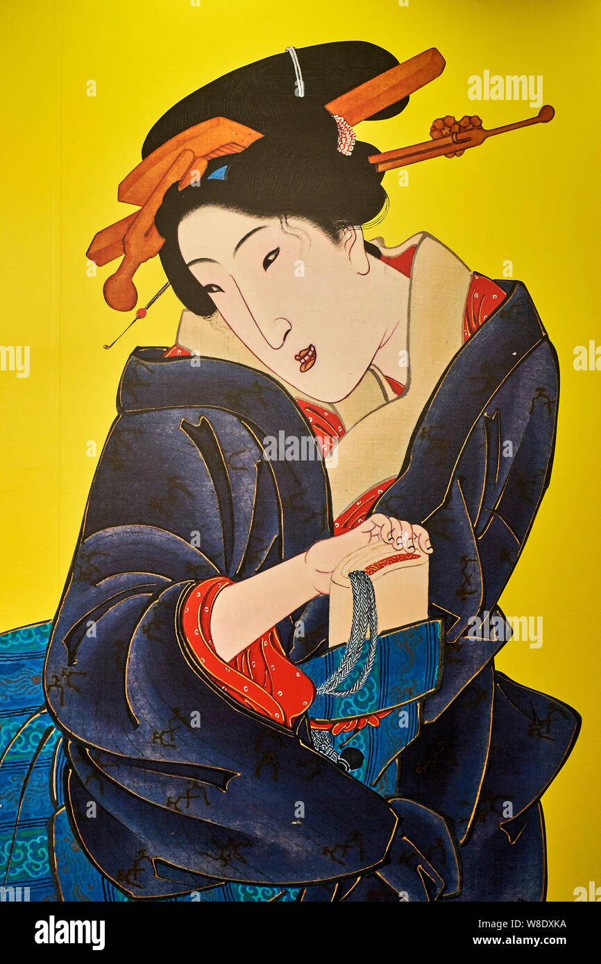 Le Japon, l'île de Honshu, région du Kansai, Kyoto, l'Ukiyo-e peinture Banque D'Images