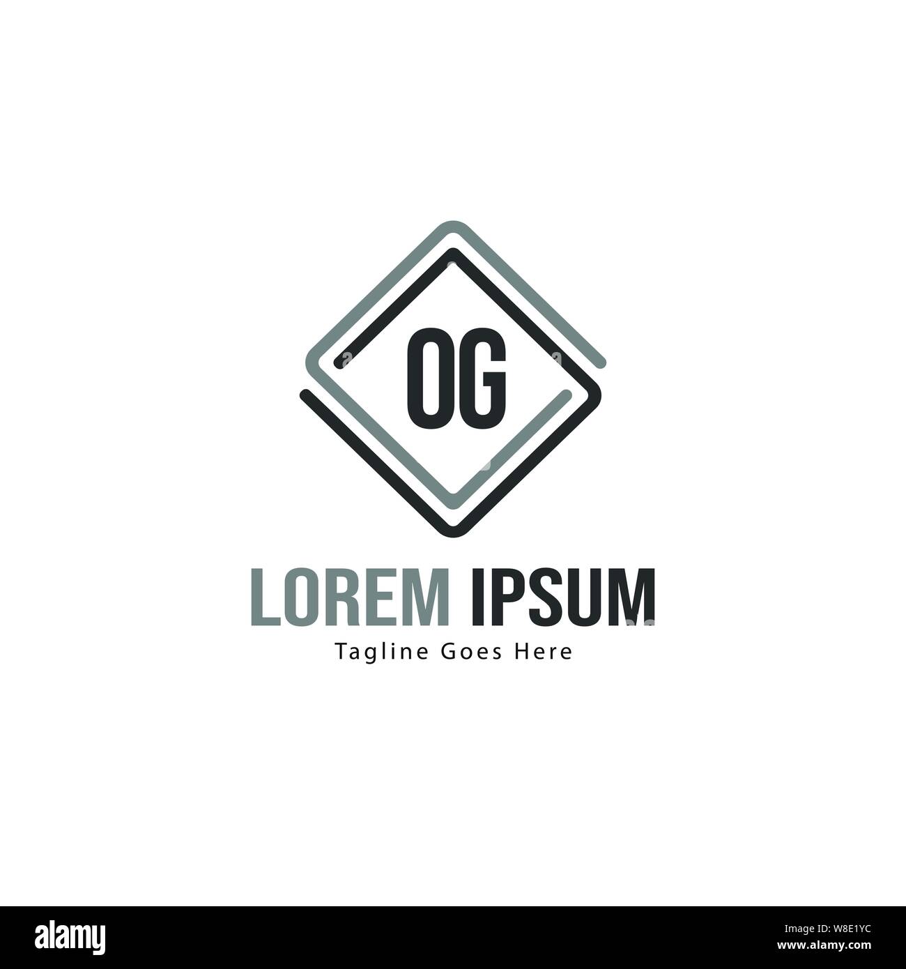 Premier modèle avec logo et cadre moderne. Lettre OG minimaliste design logo vector illustration Illustration de Vecteur