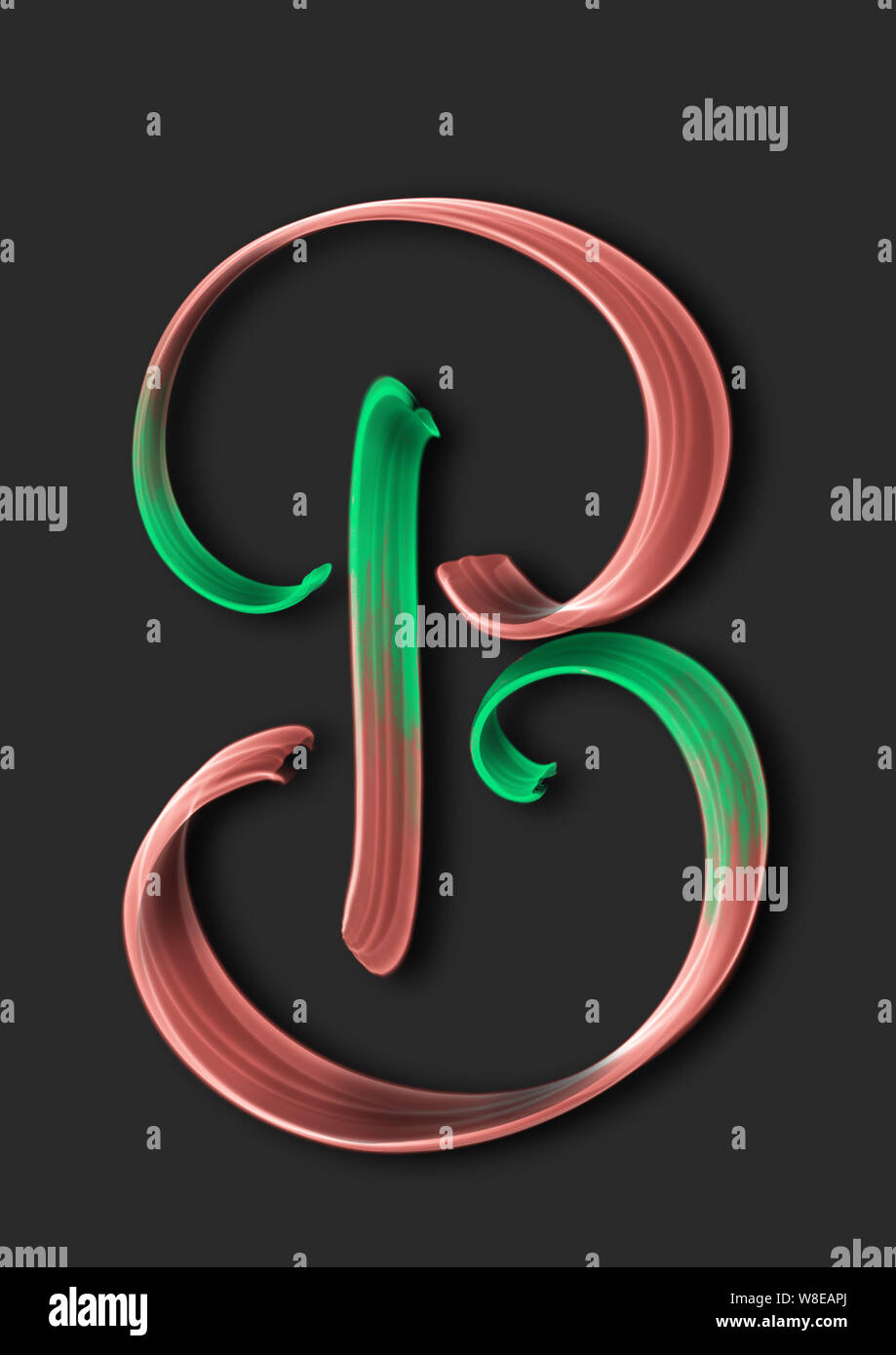 La lettre B lettrage main 3d sur fond sombre Banque D'Images